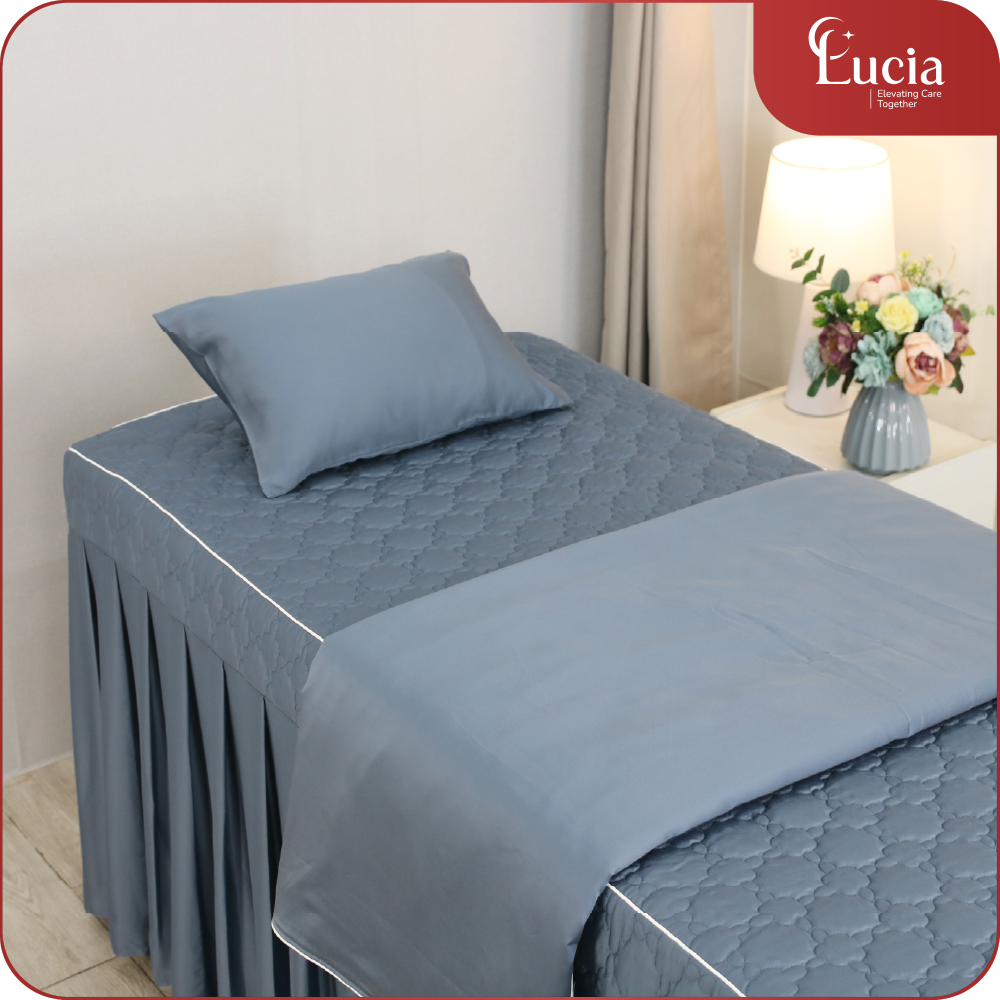 Bộ Chăn Ga Spa & Clinic | Chất liệu Tencel Tơ Tằm | màu xanh đen 128
