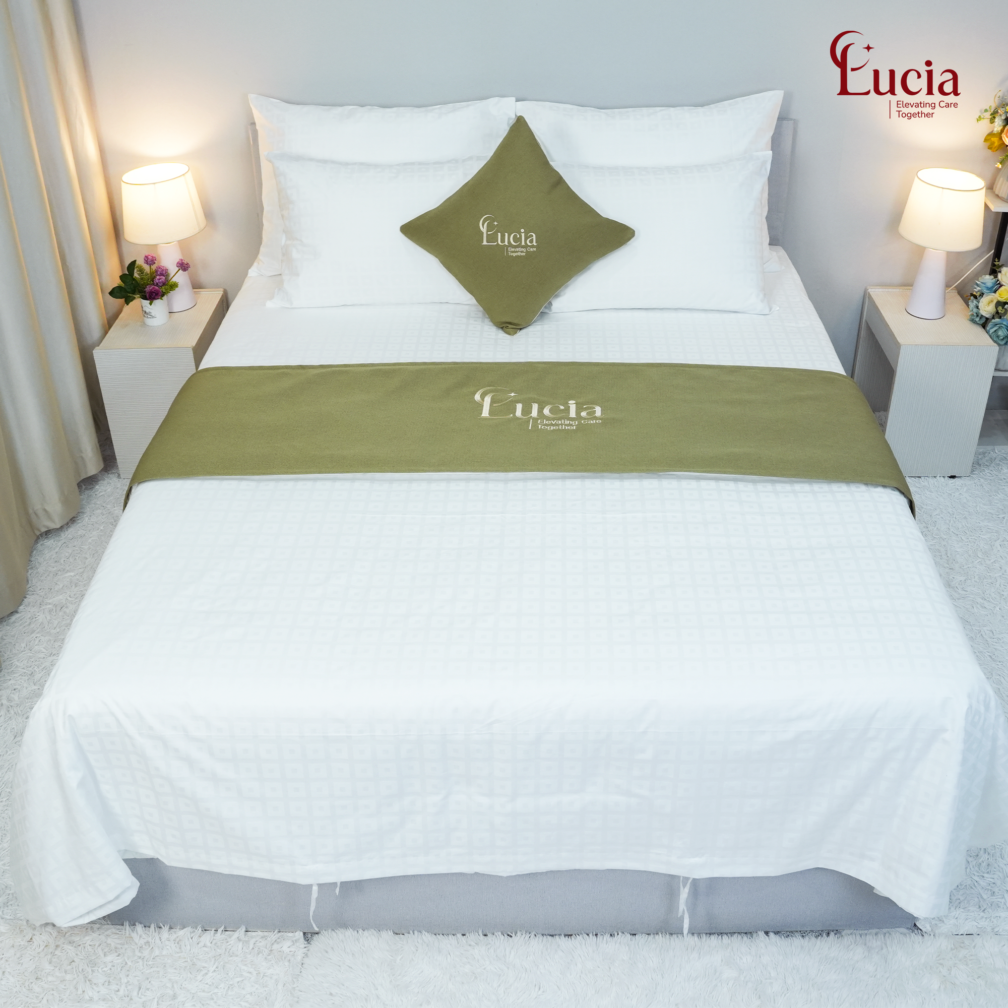 Dành Cho Khách Sạn 3-4 Sao | Chăn Ga Gối Vải Cotton T300 Ô Vuông - Ảnh 2