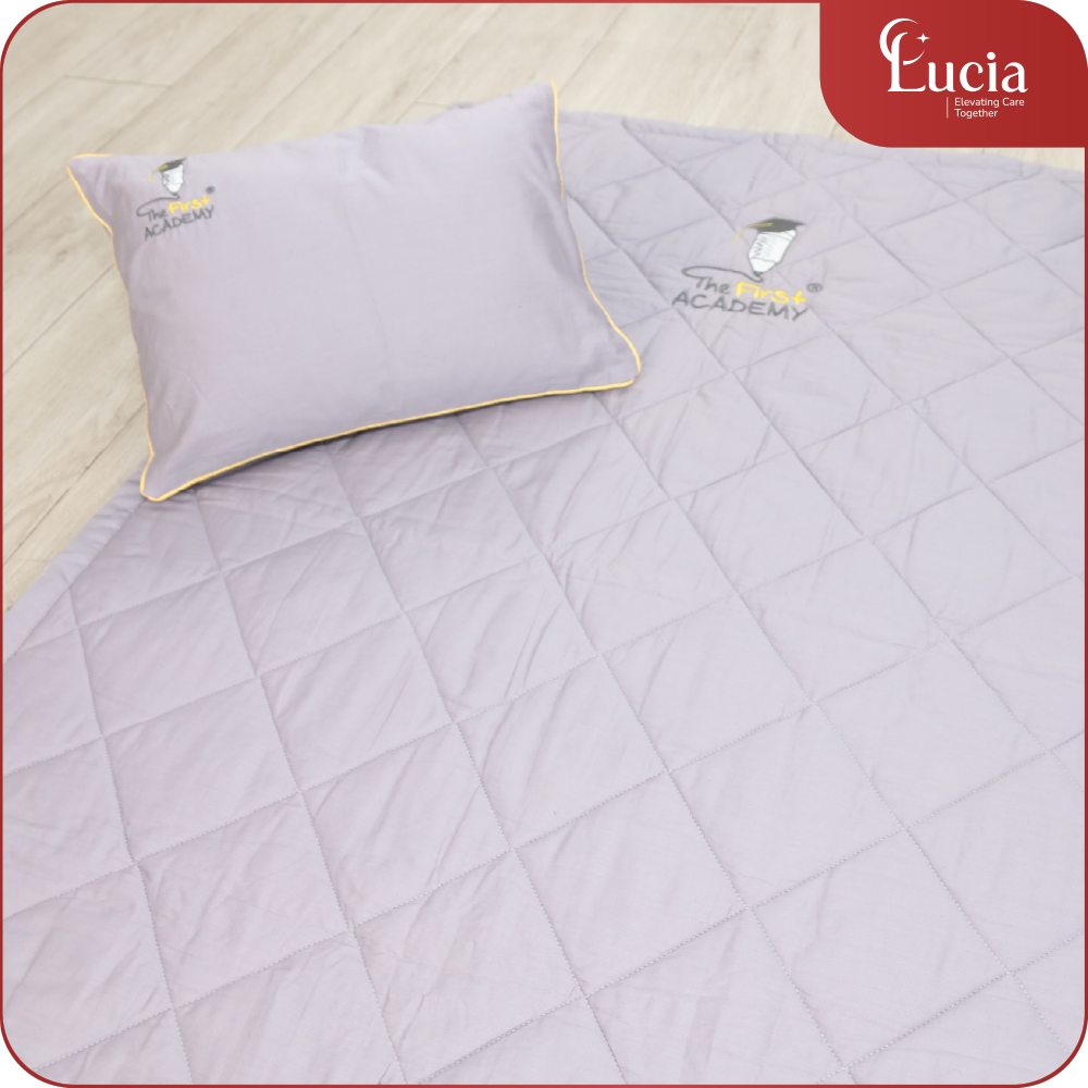 Mền Gối Học Sinh | Cotton Satin Hàn Quốc | Màu Xám Khói