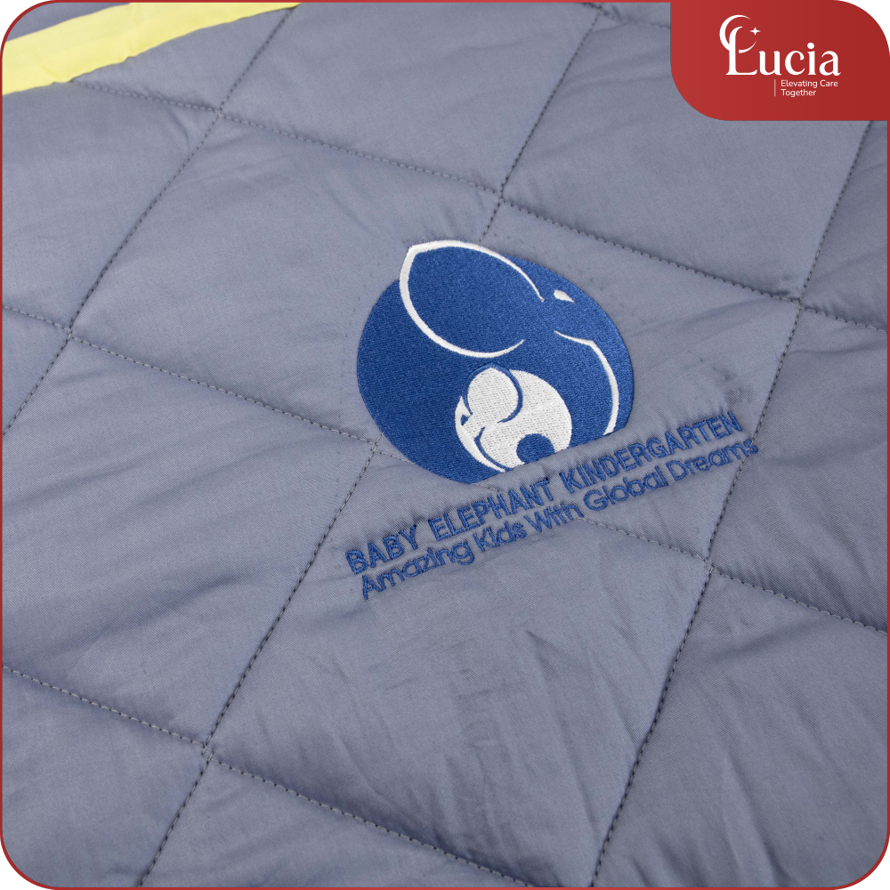 Chăn Gối Trường Học | Cotton Satin Hàn Quốc màu xám xanh - Ảnh 5