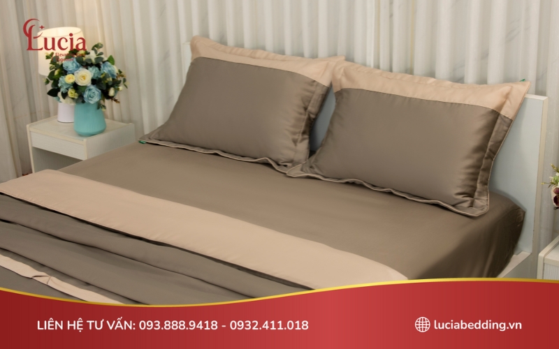 Bộ chăn ga được may bằng vải lụa của Lucia Bedding