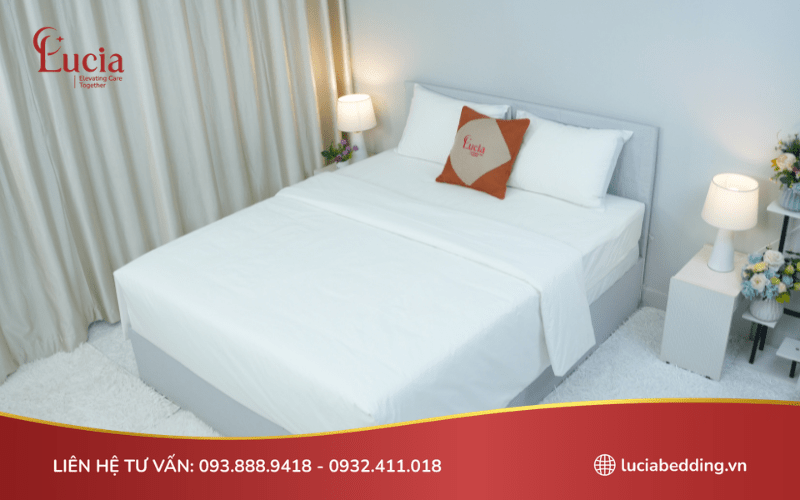 Bộ chăn ga khách sạn chất liệu CVC T200 phù hợp với phân khúc 1-2 sao