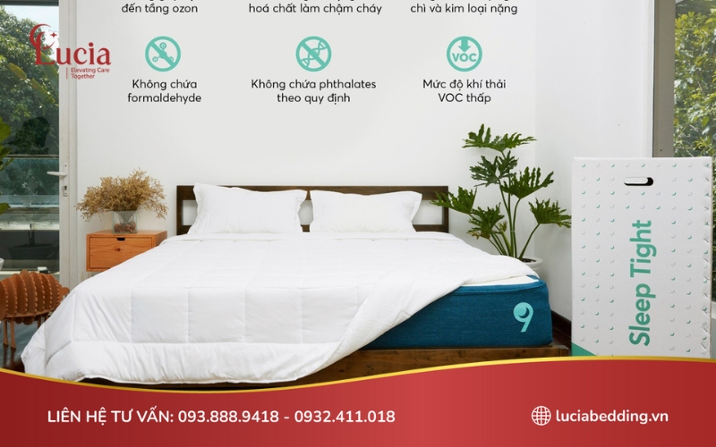 Nệm 2m2 của Ru9 mang lại cảm giác mát mẻ nhờ được làm bằng memory foam kết hợp gel