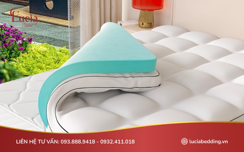 Mẫu topper nệm được làm bằng chất liệu cao su thiên nhiên bền bỉ, độ nâng đỡ tốt