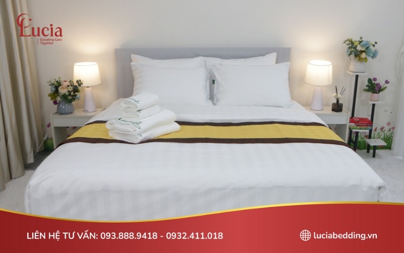 Bộ chăn ga gối đệm cotton truyền thống dùng cho khách sạn và gia đình