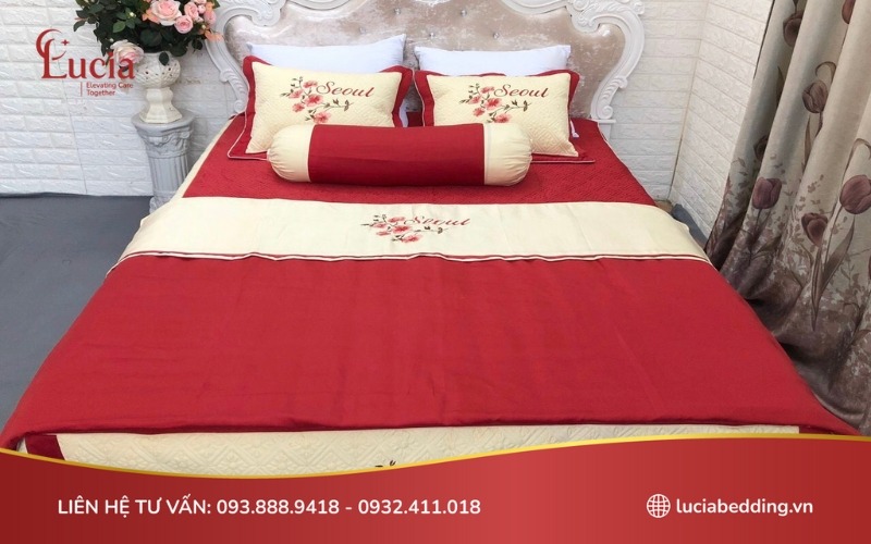 Bộ chăn ga gối đệm Erosa vải cotton satin mềm mại, thấm hút mồ hôi