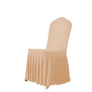 Váy ghế khách sạn màu be chân xếp ly thanh lịch cho nhà hàng hội nghị
