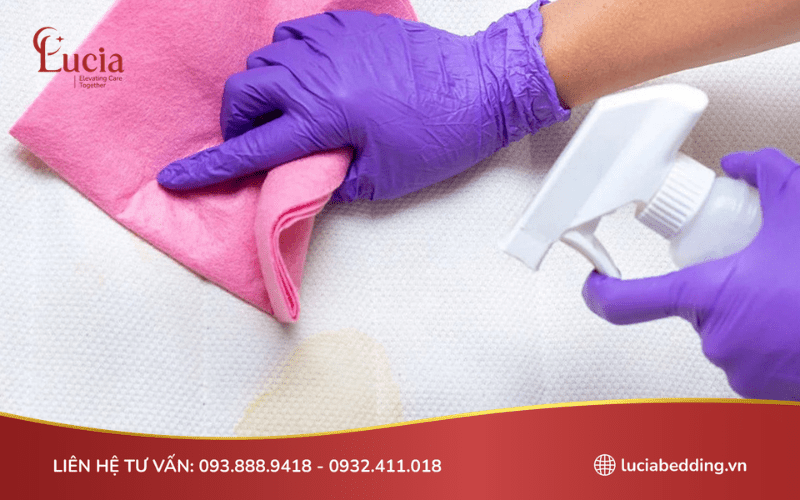 Vệ sinh nệm cao su non bằng dung dịch xà phòng pha loãng