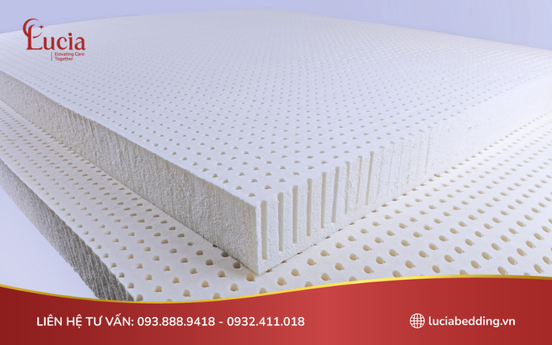 Đệm cao su thiên nhiên có cấu tạo với hàng nghìn lỗ thông hơi thoát khí