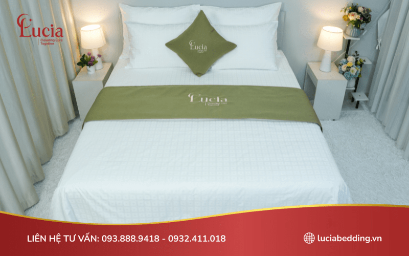 Mẫu ga giường khách sạn chất liệu cotton T300 thoáng khí