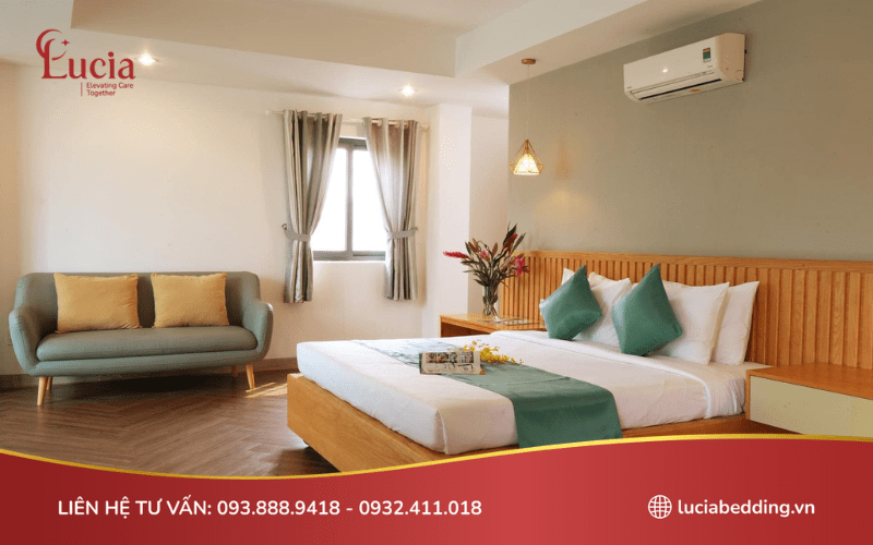 Mẫu ga giường bọc chun được dùng trong phòng King size