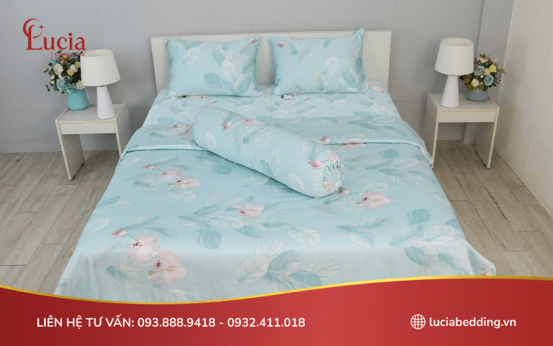 Mẫu ga giường microfiber in hoạ tiết hoa lá ấn tượng