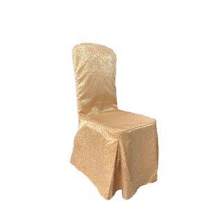 Áo ghế hội nghị màu vàng đồng hoa văn sang trọng dùng cho khách sạn nhà hàng sự kiện