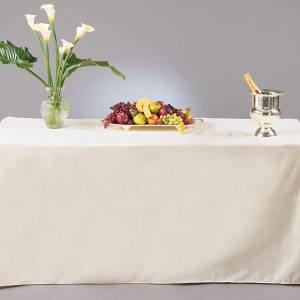 Khăn trải bàn hội nghị màu kem phủ dài cho bàn chữ nhật dùng trong sự kiện và khách sạn