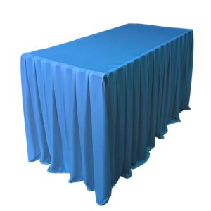 Khăn trải bàn hội nghị màu xanh dương phủ ly cho bàn chữ nhật dùng trong sự kiện và khách sạn