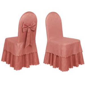 Nơ ghế tiệc cưới màu hồng đất sang trọng dùng cho nhà hàng khách sạn sự kiện