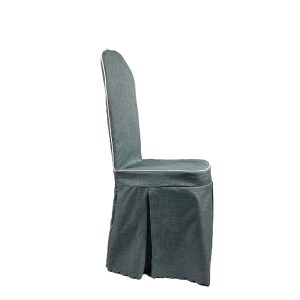 Áo ghế hội nghị màu xám viền trắng dáng chân rủ dùng cho khách sạn sự kiện