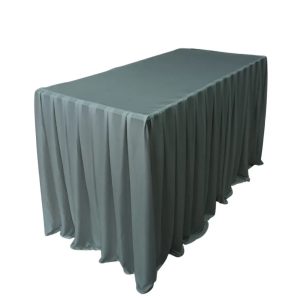 Khăn trải bàn hội nghị màu xanh ghi phủ ly cho bàn chữ nhật dùng trong sự kiện và khách sạn