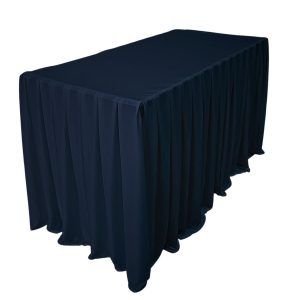 Khăn trải bàn hội nghị màu xanh navy phủ ly cho bàn chữ nhật dùng trong sự kiện và khách sạn