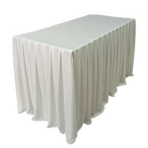Khăn trải bàn hội nghị màu trắng phủ ly cho bàn chữ nhật dùng trong sự kiện và khách sạn